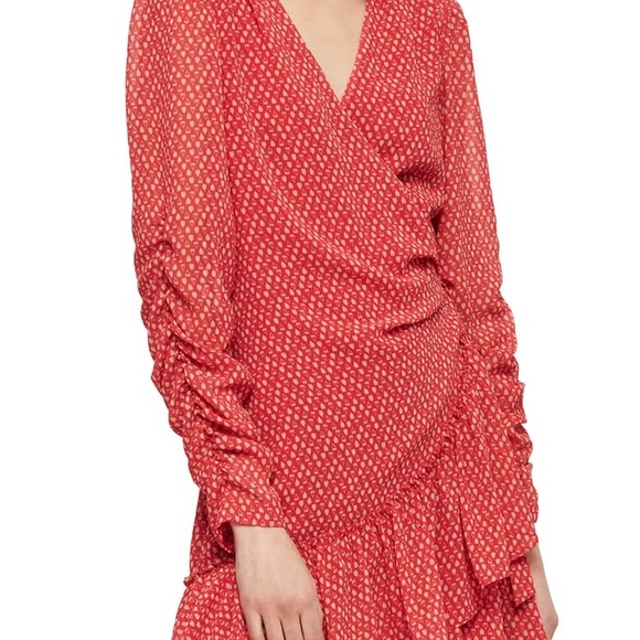 ALLSAINTS Flores Hearts Ruffle Wrap Mini Dress S - Picture 8 of 11